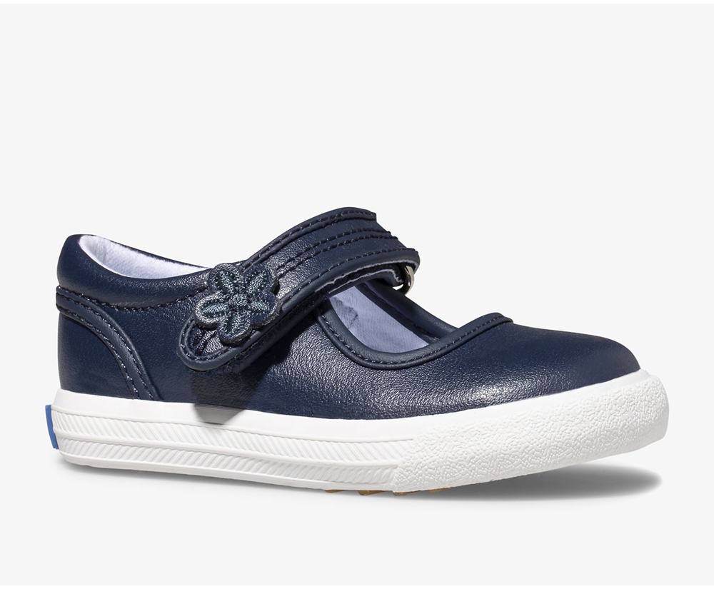 Kids Keds Slip Ons - Ella Mary Jane - Navy - 3907-BXKOY